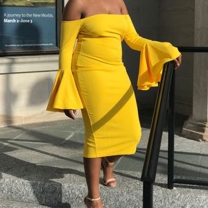 Flared Sleeve Mid Dress